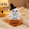 Mini Strikket Spøgelsesdukke Hånd Halloween Pynt, Hæklet Plys med Taktil Komfort Sanselegetøj Opfordringskort, Sød Skrivebordsdekoration