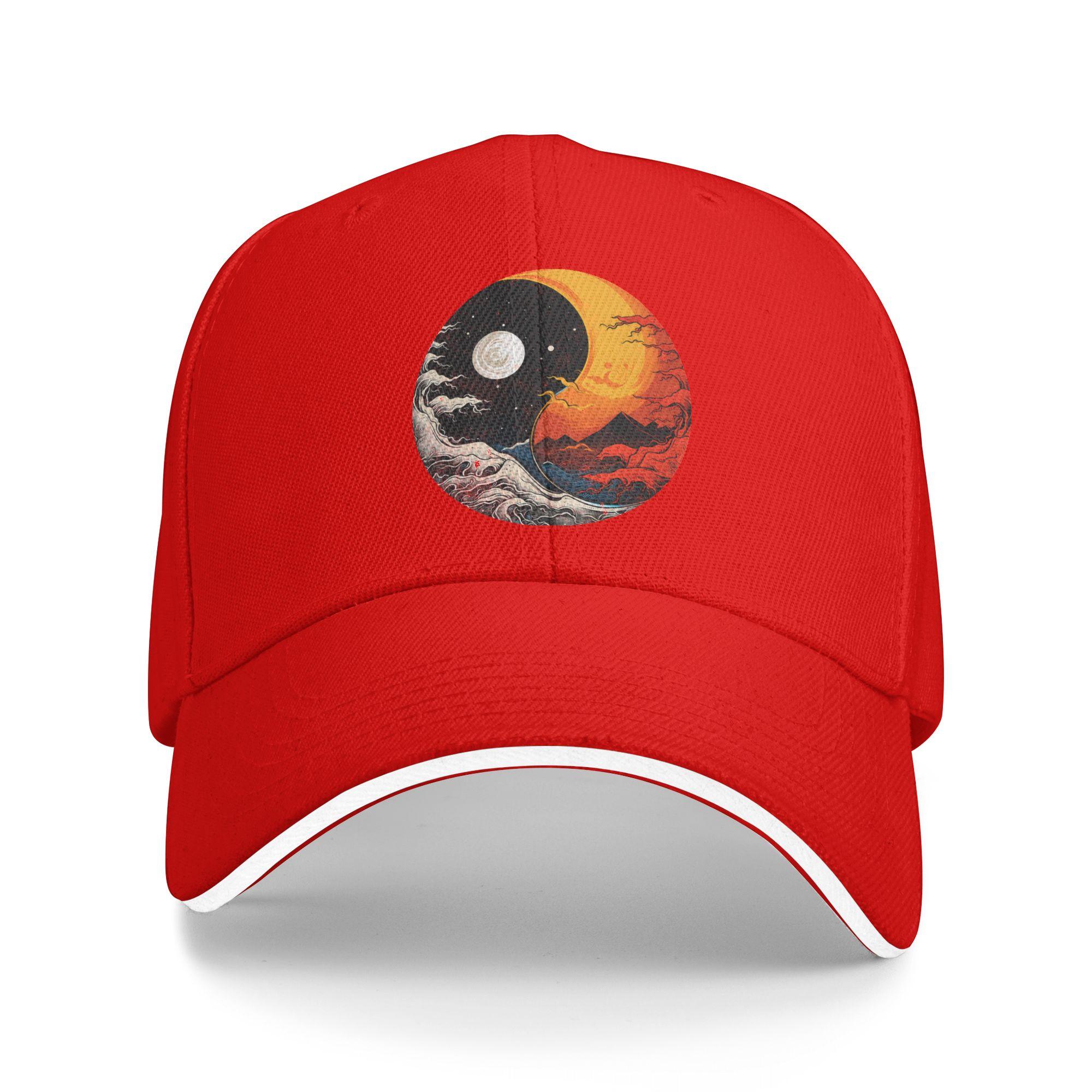 Ying Yang Energy Meditation Watercolor Tai Chi Baseball Cap FeUnisex Unisex Design Trucker Hat Spring Street Style Sun Baseball Cap One Size