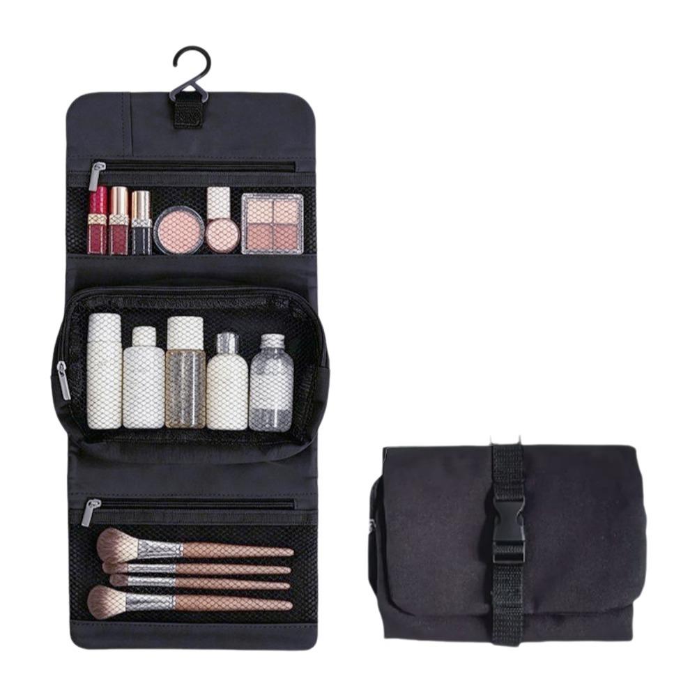 Folding Hanging Makeup Bag Multiple Pockets Cosmetics Bag Detachable Toiletry Bag  for Home чёрный