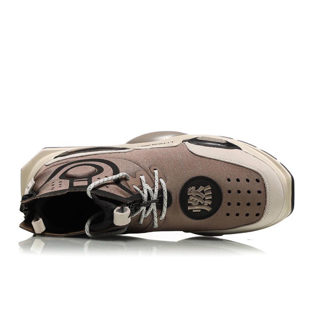 New LiNing Rekindled Cushioning Anti Slip And Wear Resistant High Top Vintage Basketball Shoes Men's Brown AGBN052-2