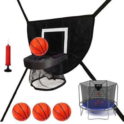 Aro de Baloncesto Para Cama Elástica Exterior Niños Aro de Baloncesto Suave Accesorio Con 4 Pelotas y Bomba Piezas de Cama Elástica Para Niños