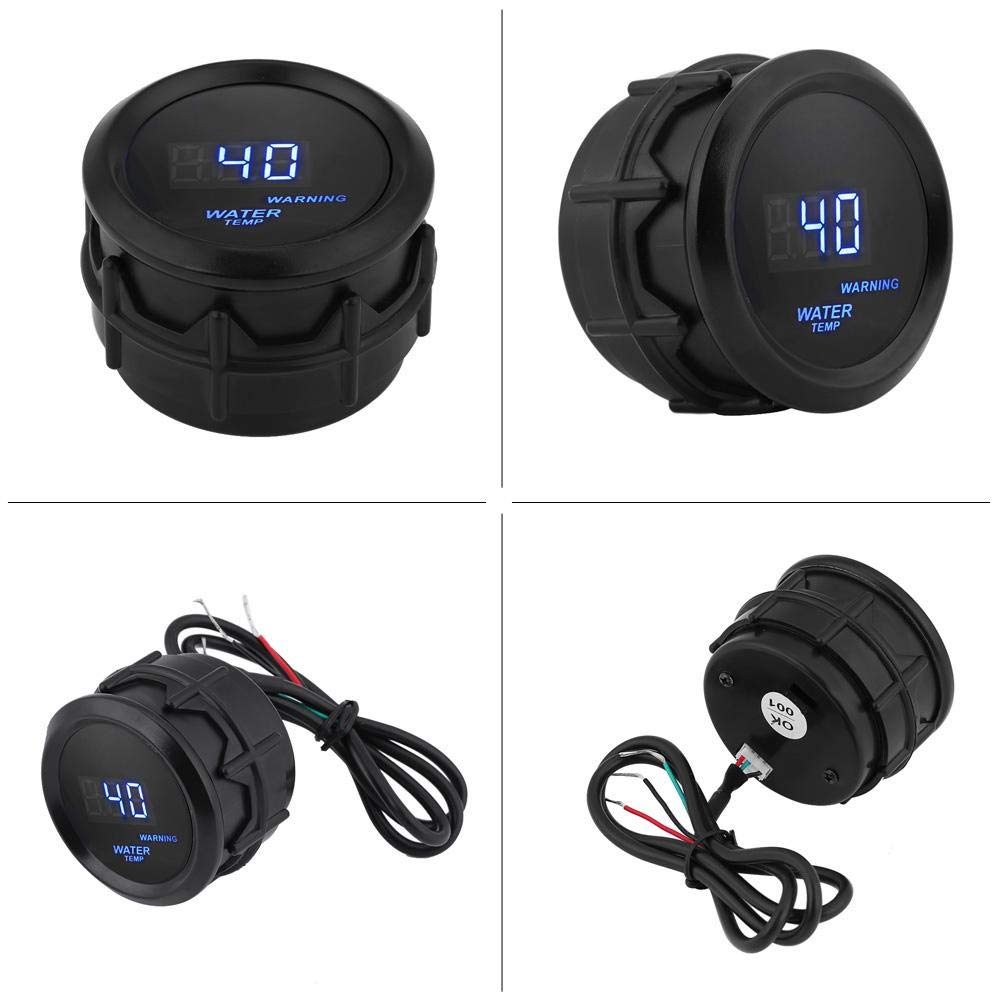 Water Temperature Gauge 52mm Digital Engine Coolant Temperature Monitor with Sensor Kit - Blue LED Display, 2 Inch 12V Universal Fit for Cars,