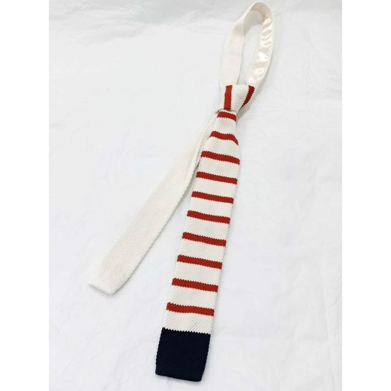 Teens Knit Necktie Women British Style Striped Necktie Uniform Self Tie Necktie