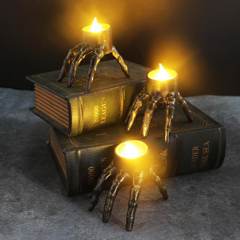 Halloween Skeleton Hand Lamp Atmosphere Props Skeleton Foot Night Lamp Halloween Candle Lamp