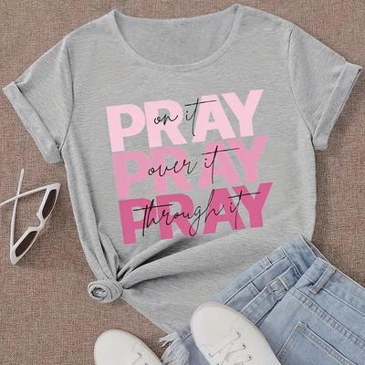 Dam Sommar T-shirt Tryck Trendiga Bokstäver Kortärmade T-shirts Casual Tryckta Toppar