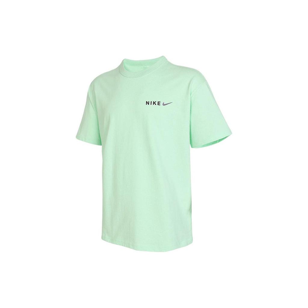 Nike Letter Logo Crew Neck Loose Casual Pullover Short Sleeve T-Shirt with Drop Shoulder Kids Tops Light-Green HF6172-376