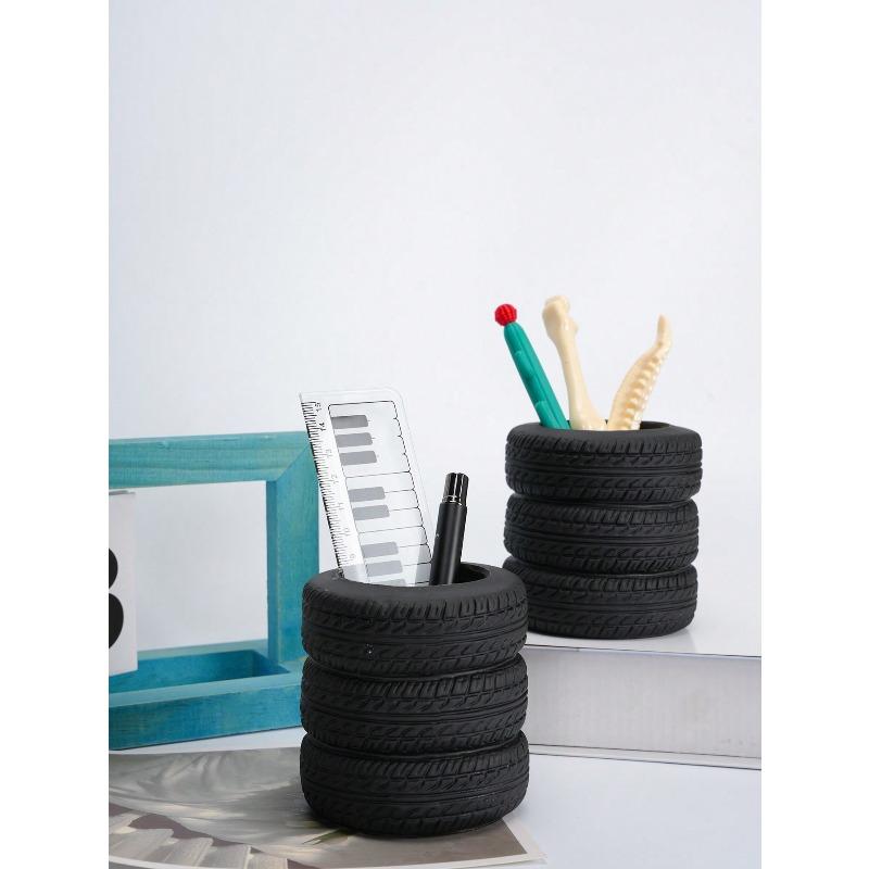 1 Stück Lustiger Reifenförmiger Schreibtisch-Stifthalter - Kunststoff, Bürodekoration Zubehör Und Schreibwaren Geschenke