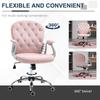Office Chair, Swivel Desk Chair, Velvet Vanity Chair with Adjustable Height and Rolling Wheels for Home Work Study, Pink