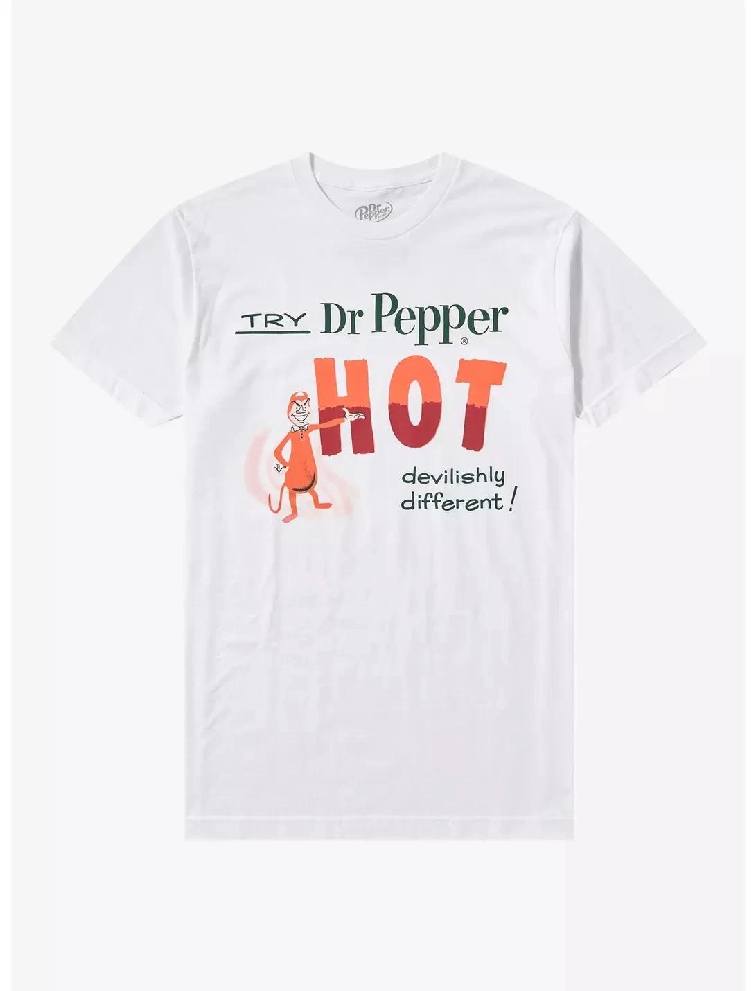 Dr. Pepper Men s Try Dr. Pepper Hot Devilishly Different White Shirt New XS-2XL S