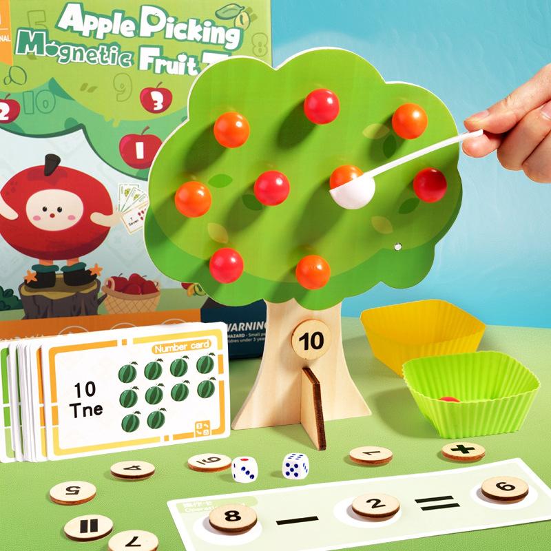 Montessori Teaching Aids Digital Apple Tree Game Building Blocks Children's Educational Brain Concentration Training Kids Gifts