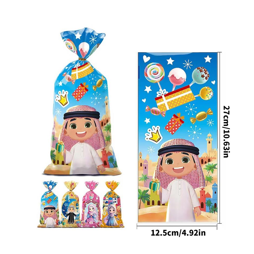 Set of 50 Arabic Snack Bags Colorful Arabic Bags Treat Candy Bag Arabic Bag PVC Texture for Middle Eastern Festivals
