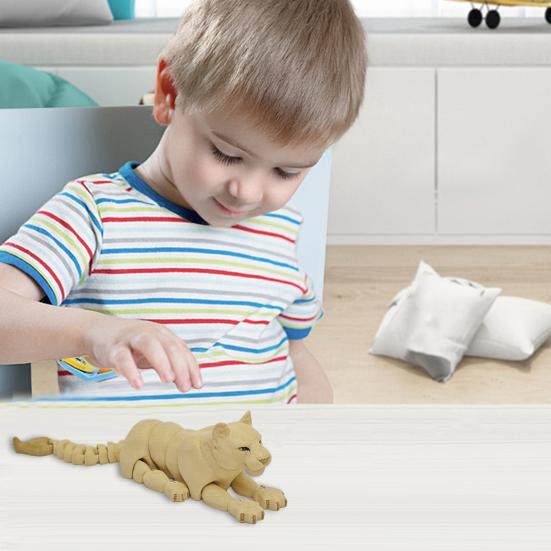 Yousheng 1/2Pcs 3D Printed Lion Figurine Movable Joints Male Female Lion Figure Articulated Animal Model Fidget Toy Home Office Bookshelf Decoration