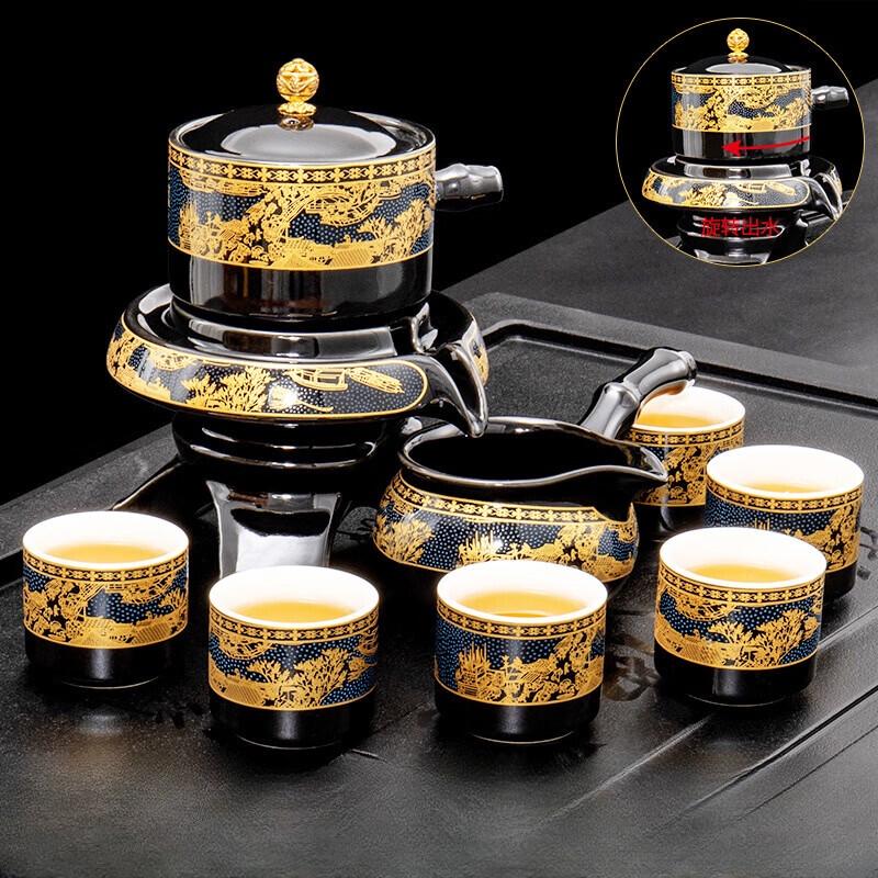 Lailuo Semi-Automatic Ceramic Tea Set with Qingming Scroll Design