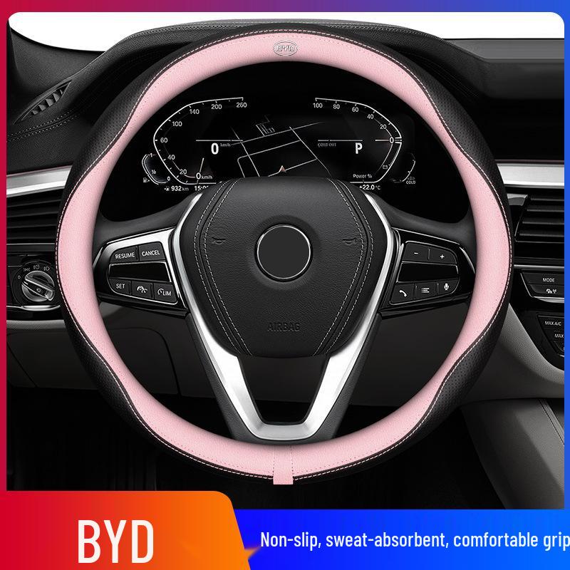 Custom Steering Wheel Cover for BYD Han EV, Song PLUS, Tang DMI, Yuan Pro, Dolphin, and Han DMi.