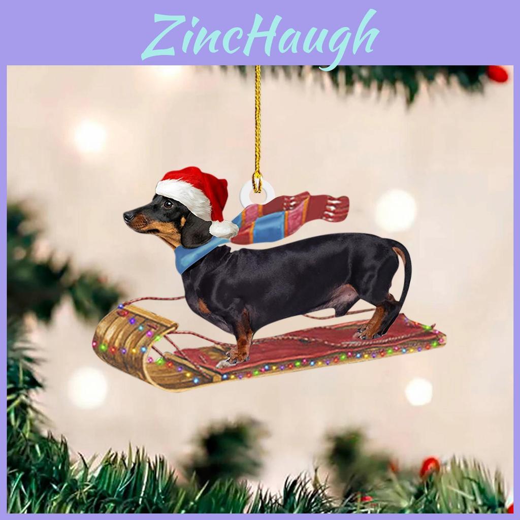 Charming Christmas Dachshund Decorations For Cars Featuring Vibrant Acrylic Colors