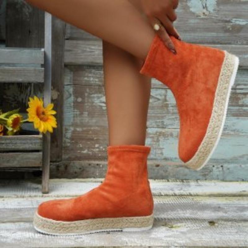 Женские осенне-зимние новые модные и простые повседневные короткие ботинки на толстой — фото 12