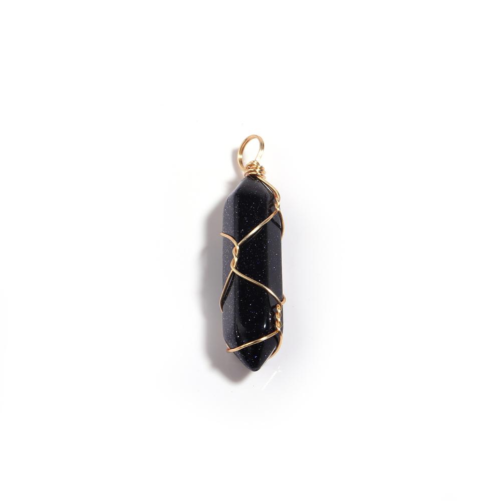 1 Pc Natural Stone Charms 40mm Color Bullet Shaped Handmade Gold Wire Pendants for DIY Necklace Gifts Jewelry Making Accessories