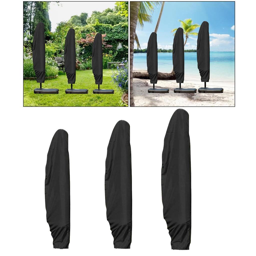 Waterproof Umbrella Cover with Zip Adjustable Drawstring Storage Bag for Terrace Cantilever Patio Garden Outdoor Protection