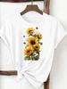(Asian Size) trend flower cute Woman Women Fashion Tee Top Print Female Clothing Short Sleeve T Shirt Graphic T-shirts