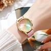 Ceas curcubeu de damă la modă cu curea din piele Ceasuri de mână Ceas casual pentru doamne Ceasuri cu quartz pentru femei Relogio Feminino Montre Femme