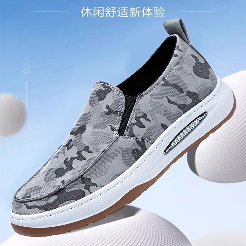 Men's Shoes Canvas Spring and Summer New Versatile Comfortable Camouflage Style Fashion One-pedal Board Shoes Casual Shoes Cloth Shoes
