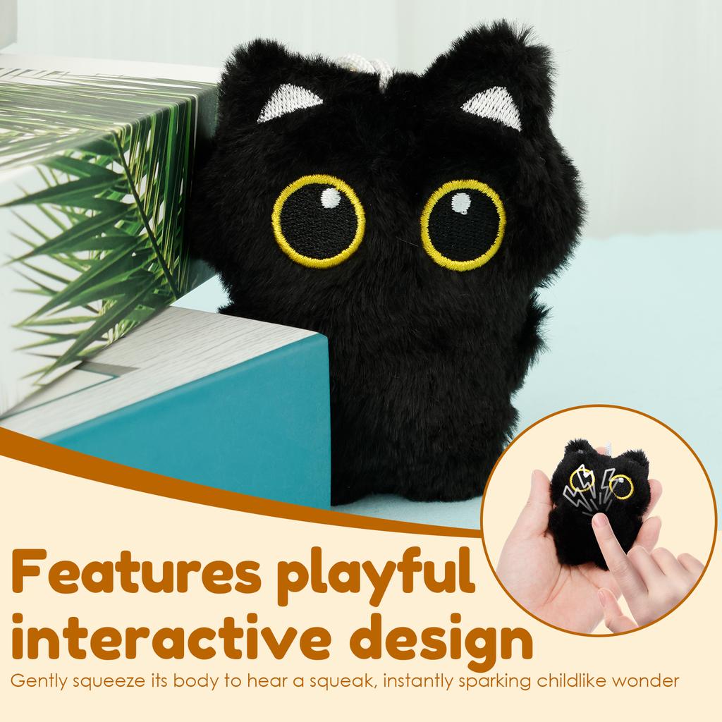 Black Cat Bag Charm Cute Cat Plush Doll Keychain Accessories Handbag Backpack Decorative Pendants for Halloween Christmas Gifts