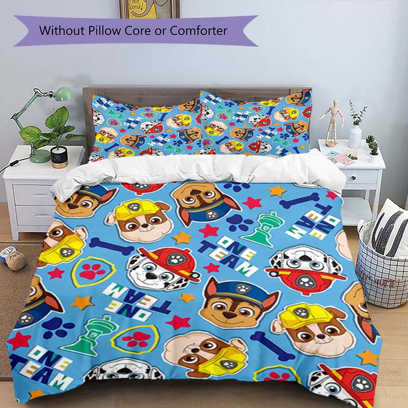 3pcs Paw Patrol characters pattern bedding set duvet cover set includes duvet cover &pillowcases, perfect all season bedroom decoration & gift