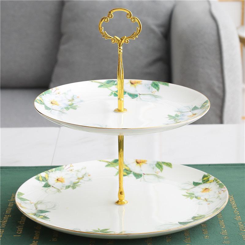 New Chinese Flower Tea Set Teapot Korean Bone China Coffee Cup Saucer Spoon Pastry Dessert Plate String Plate Gift Box Set