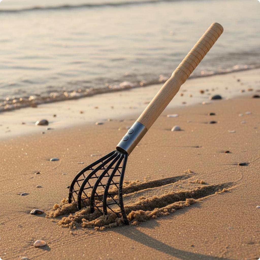 5 Claw Sand Rake Easy to Use Clamming Portable Shell Digger Tool Short with Net