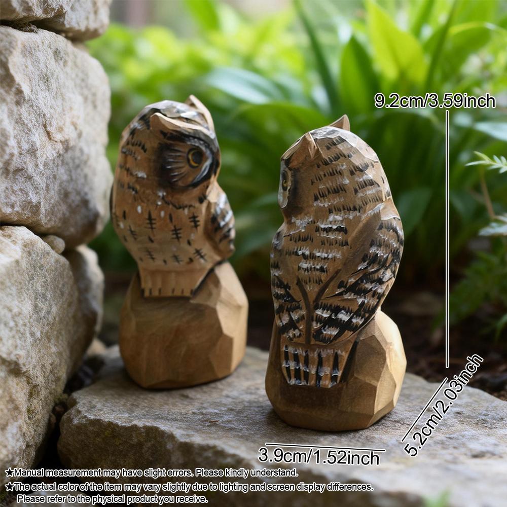 Handcrafted Wooden Snowy Owl Sculpture Statue Figurines Animal Home Desk Accessories Decor Ornament Home Decoration Unique Gift