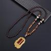 Handmade Ethnic Jewelry Lucky Gift Horn Fish Pendant Buddhist Mala Wood Bead Nepal Necklace