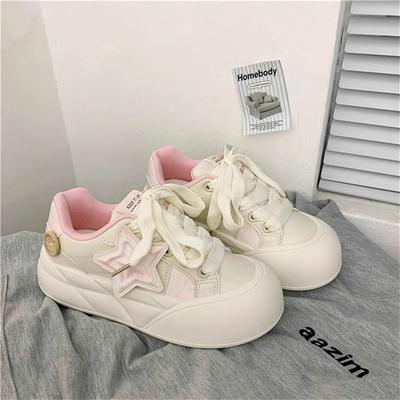 Chaussures pour femmes Star board chaussures étudiantes à plateforme chaussures blanches sportives polyvalentes décontractées chaussures pain