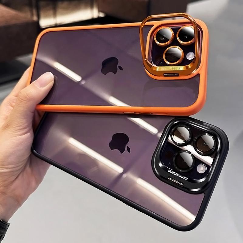 

Роскошный чехол для телефона с металлическим кольцом для телефона для iPhone 15 Plus 14 13 12 Pro Max 11 Camera Glass Lens Film Прозрачная противоударная крышка