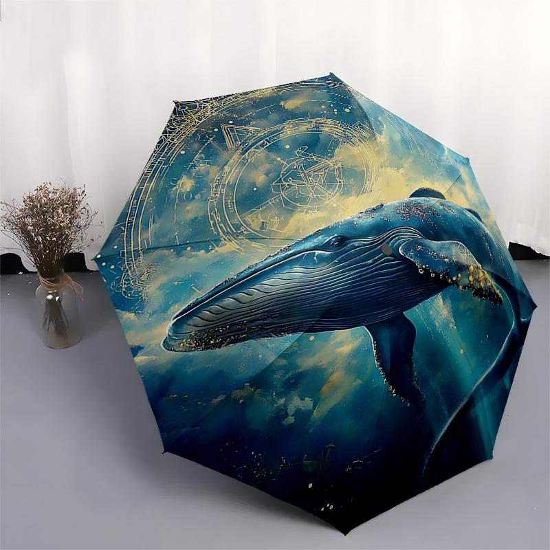 1pc Whale Dreamcatcher Automatic Opening/Closing Umbrella, Portable Folding Design, Iron Frame Outdoor, Unique Festival Gift for Fans & Travelers.V096