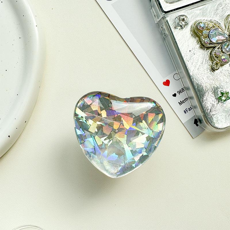 Glass Love Mobile Phone Airbag Bracket Pasted Magnetic Telescopic Desktop Watching Drama Tracking Support Ring Creative Pattern