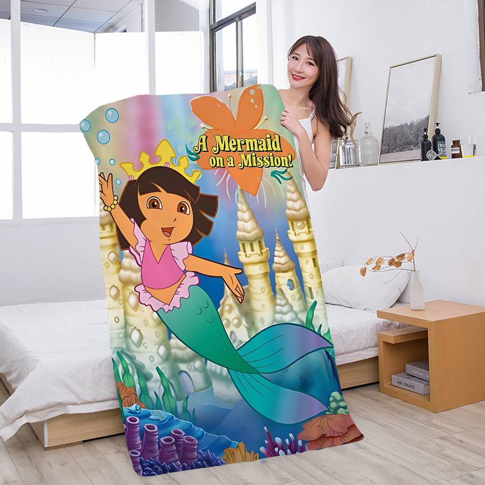 

TV D-Dora The Animation Explorer Microfiber Blanket Quick Drying Beach Towels Oversized Printing Absorbent Pool Towel Blanket W30*H60(CM)