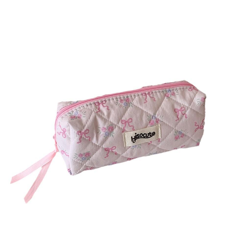 Korean Pink Bow Pencil Case - Stylish & Portable Student Stationery Organizer