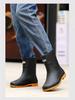 Men's British Style Waterproof Mid-Calf Rubber Rain Boots with Elastic Cuff - Non-Slip Winter Outdoor Fashion