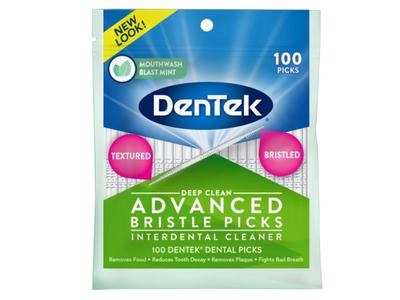 Dentek Deep Clean Bristle Dental Picks Mint 300 Count (Pack Of 3, 100 Ct Each)