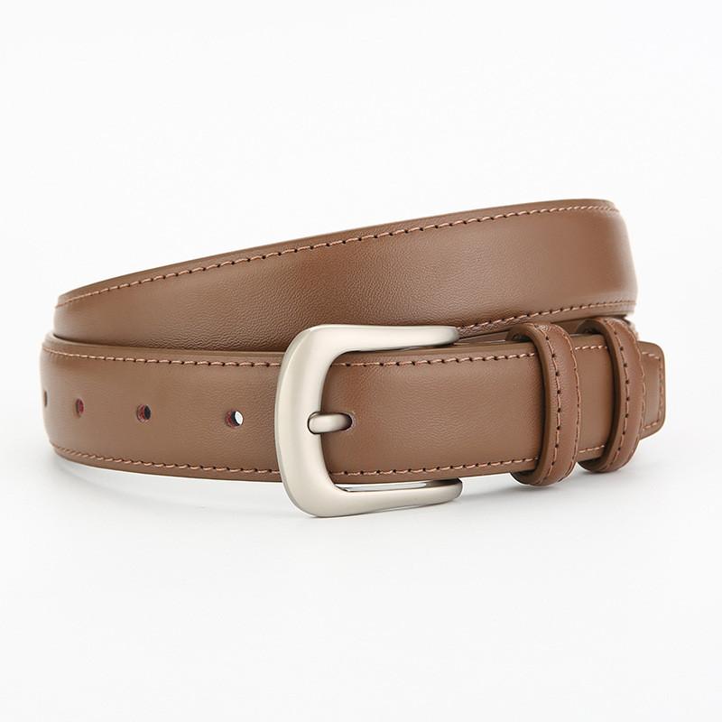 Vintage Leather Belt For Women And Men With Metal Pin Buckle And Twolayer Cowhide For Casual Dress