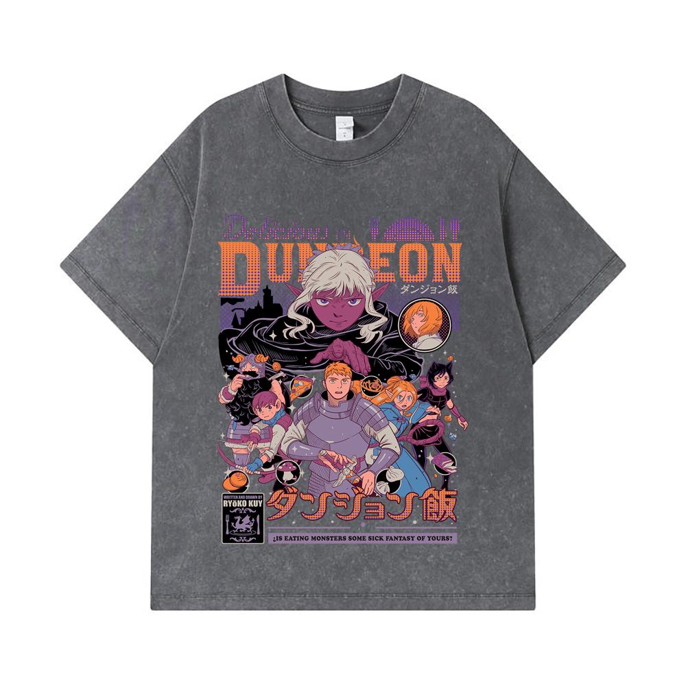 275 GSM Gewaschene T-Shirts 100% Baumwolle Delicious in Dungeon V2 Print Unisex Schweres Baumwoll-T-Shirt