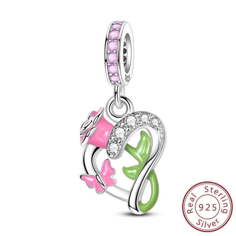 New Original Copper Charms Bead Luminous Rose Cat Planet Star Moon Pendant Fit Women Bracelet Necklace Jewelry Gift