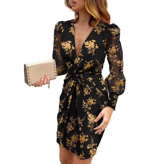 Dámské šaty Výstřih do V Vše Sladěné Polyester Sexy Plisované Krátké Bodycon šaty