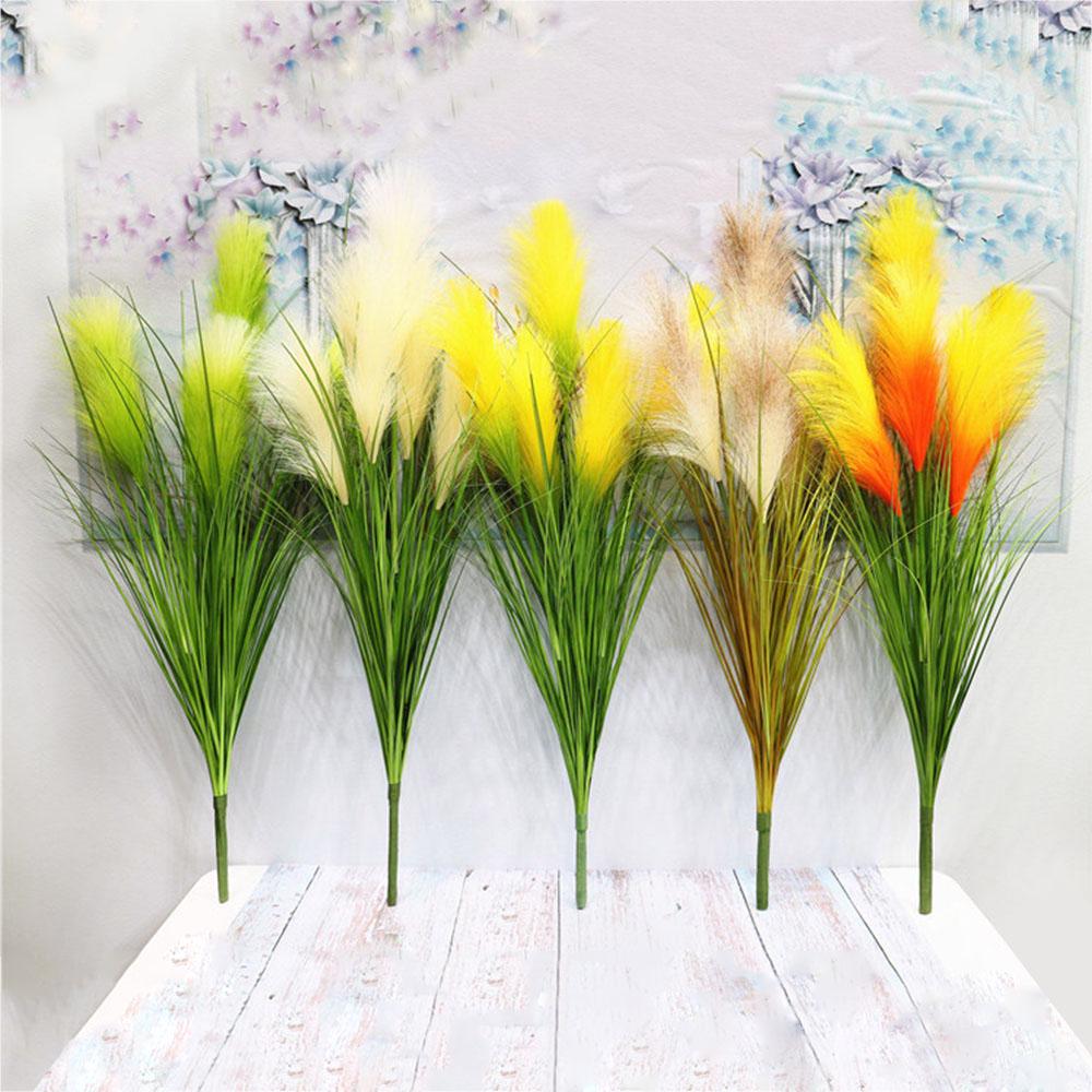 Artificial Phragmite Faux Grass Stem 34.3 Inch Artificial Flower Arrangement Plant Decoration for Home Indoor Outdoor Green