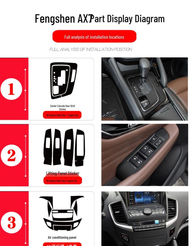 Dongfeng Fengshen AX7 Interior Carbon Fiber Center Console Protective Sticker: Fits 18 Models