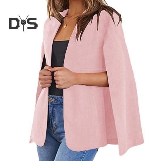 Frühling Herbst Frauen Kragen Split Sleeve Design Mantel Anzug Mantel Büro Dame Einfarbig Vorne Offen Beiläufige Lose Oberbekleidung Tops