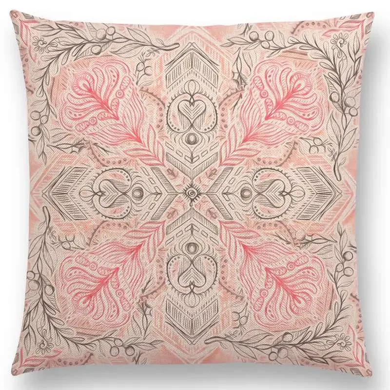 New Fantastic Snowflake Flowers Gorgeous Floral Doodle Colourful Decorative Pattern Mandalas Cushion Cover Sofa Pillow Case