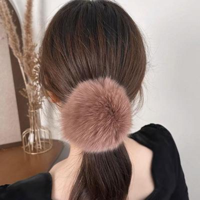 Echter Fuchspelz Pompon Elastische Haargummis Frau Neu Pelz Flauschig Haargummi Gummiband Mädchen Haaraccessoires Herbst Winter Scrunchies