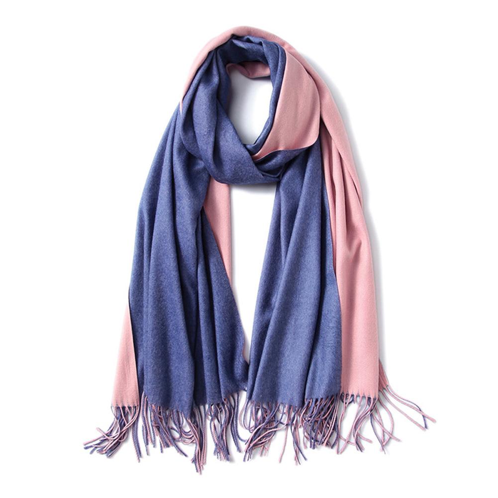 Women Girls Classic Double Side Solid Color Cashmere Shawl Long Warm Scarf for Winter Fall