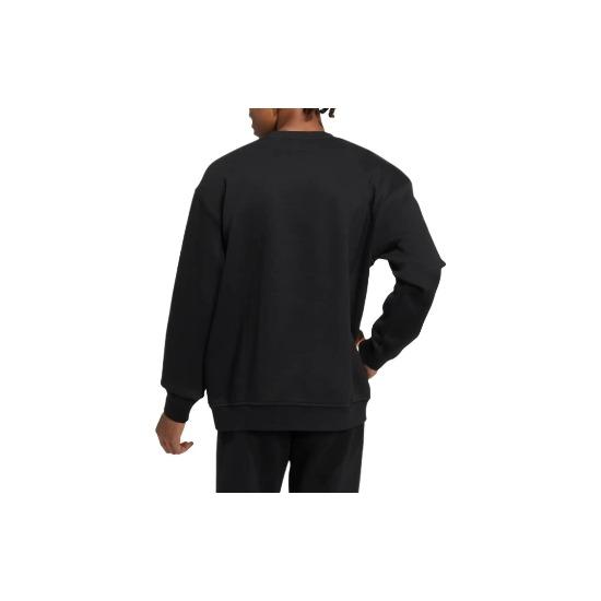 Adidas LABEL Logo printed round neck pullover long sleeve sweatshirt unisex black IB2774